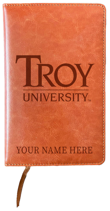 Troy University Customizable Engraved 8" x 5" Leather Journal Officially Licensed