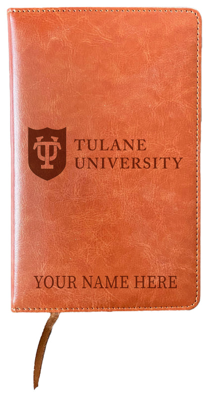 Tulane University Green Wave Customizable Engraved 8" x 5" Leather Journal Officially Licensed