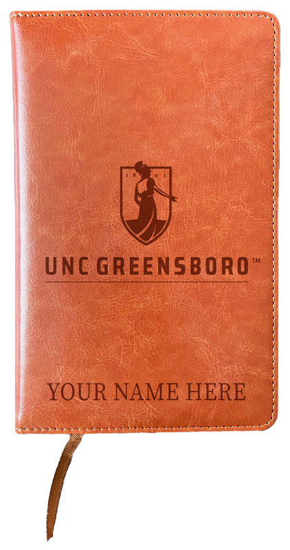 North Carolina Greensboro Spartans Customizable Engraved 8" x 5" Leather Journal Officially Licensed
