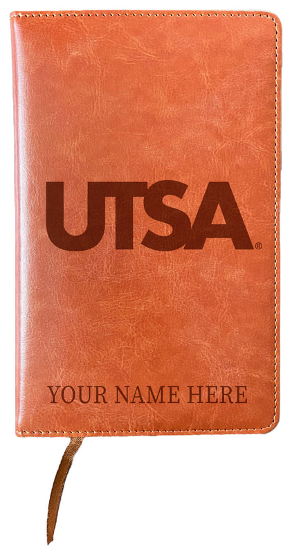 UTSA Road Runners Customizable Engraved 8" x 5" Leather Journal Officially Licensed