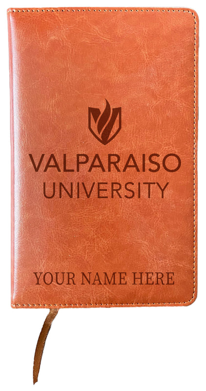 Valparaiso University Customizable Engraved 8" x 5" Leather Journal Officially Licensed
