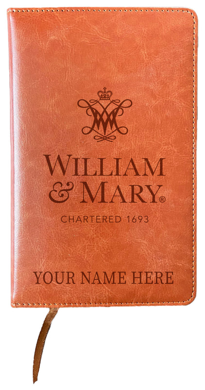 William and Mary Customizable Engraved 8" x 5" Leather Journal Officially Licensed