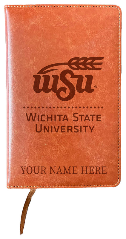 Wichita State Shockers Customizable Engraved 8" x 5" Leather Journal Officially Licensed
