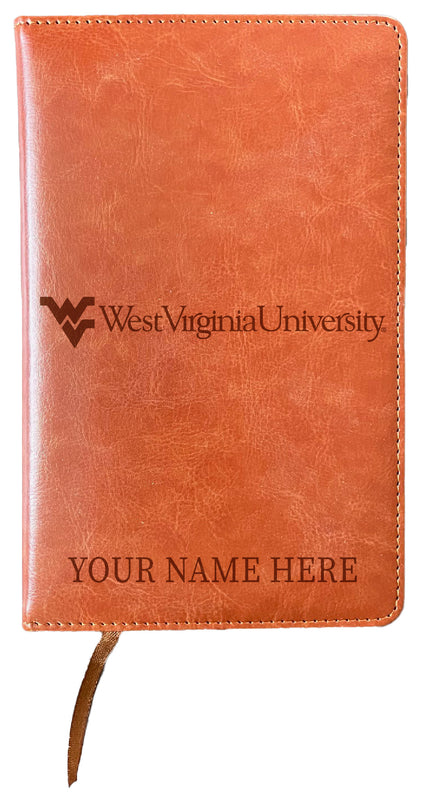 West Virginia Mountaineers Customizable Engraved 8" x 5" Leather Journal Officially Licensed
