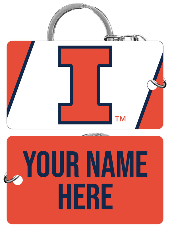 Illinois Fighting Illini Customizable Acrylic Keychain 1.5" x 2.75" Officially Licensed Collegiate Product 4-Pack