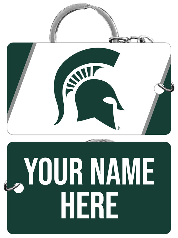 Michigan State Spartans Customizable Acrylic Keychain 1.5" x 2.75" Officially Licensed Collegiate Product 2-Pack