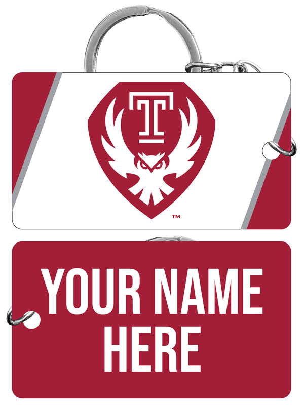 Temple University Customizable Acrylic Keychain 1.5" x 2.75" Officially Licensed Collegiate Product 2-Pack