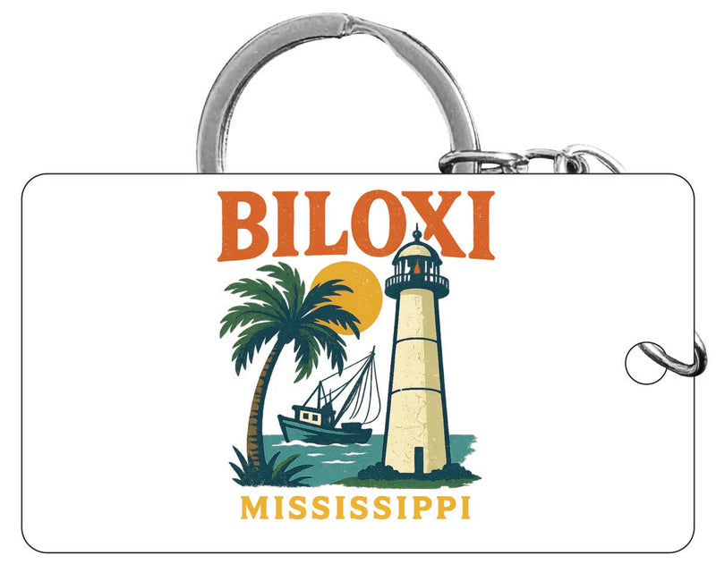 Biloxi Mississippi Vintage Design Souvenir Acrylic Keychain (1.5" x 2.75")
