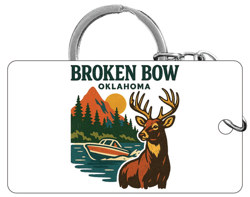 Broken Bow Oklahoma Vintage Design Souvenir Acrylic Keychain (1.5" x 2.75")