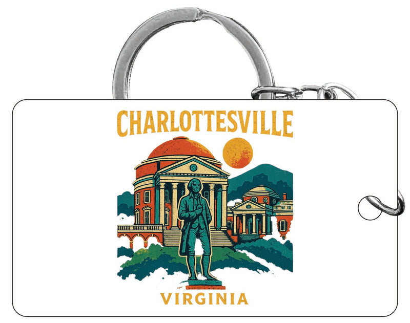 Charlottesville Virginia Vintage Design Souvenir Acrylic Keychain (1.5" x 2.75")