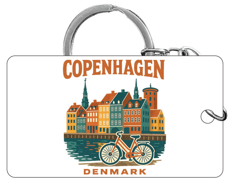 Copenhagen Denmark Vintage Design Souvenir Acrylic Keychain (1.5" x 2.75")