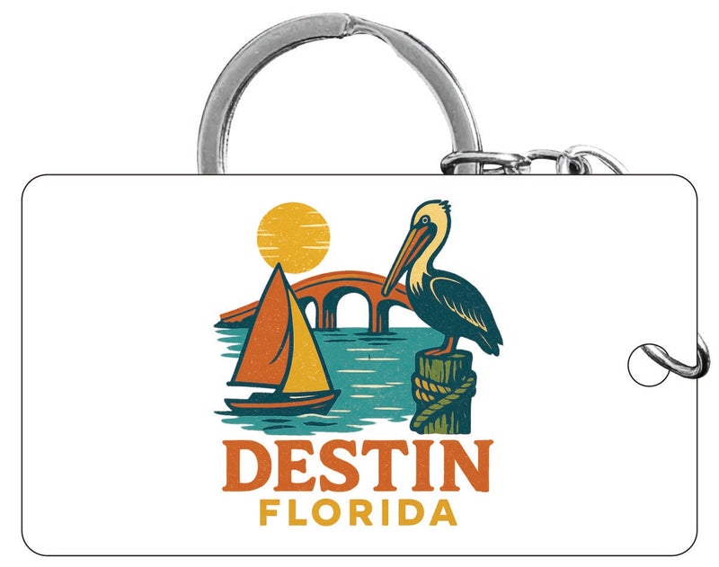 Destin Florida Vintage Design Souvenir Acrylic Keychain (1.5" x 2.75")