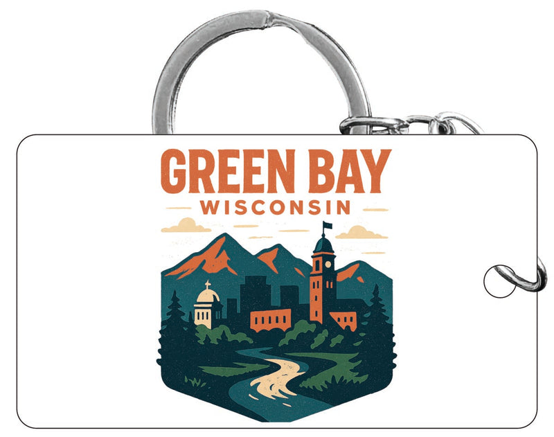 Green Bay Wisconsin Vintage Design Souvenir Acrylic Keychain (1.5" x 2.75")