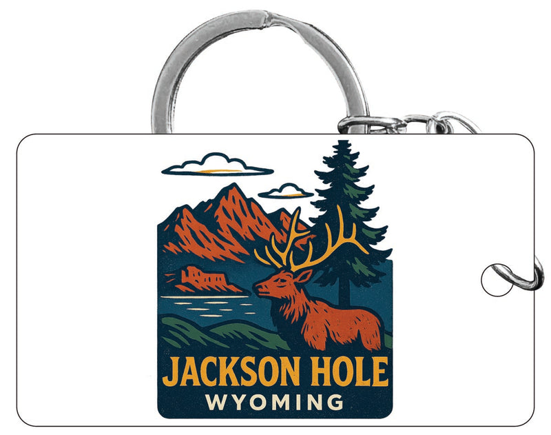 Jackson Hole Wyoming Vintage Design Souvenir Acrylic Keychain (1.5" x 2.75")
