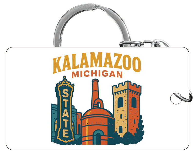 Kalamazoo Michigan Vintage Design Souvenir Acrylic Keychain (1.5" x 2.75")
