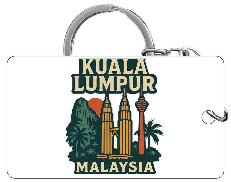 Kuala Lumpur Malaysia Vintage Design Souvenir Acrylic Keychain (1.5" x 2.75")
