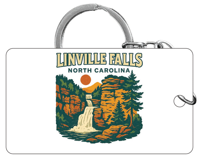 Linville Falls North Carolina Vintage Design Souvenir Acrylic Keychain (1.5" x 2.75")