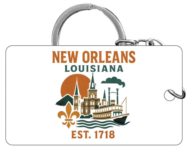 New Orleans Louisiana Vintage Design Souvenir Acrylic Keychain (1.5" x 2.75")