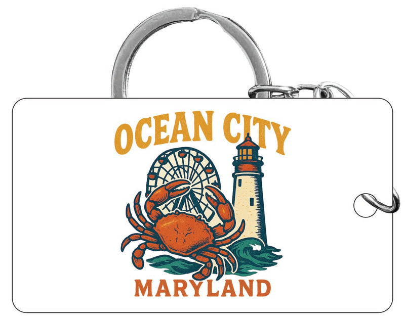 Ocean City Maryland Vintage Design Souvenir Acrylic Keychain (1.5" x 2.75")