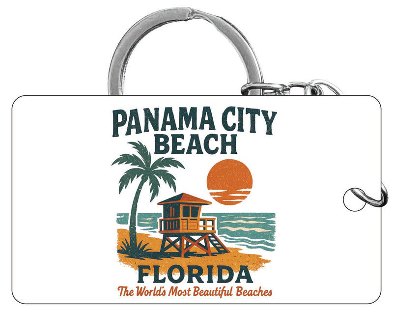 Panama City Beach Florida Vintage Design Souvenir Acrylic Keychain (1.5" x 2.75")