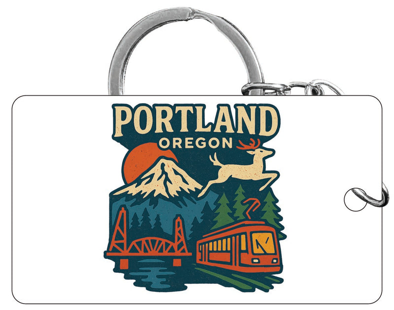 Portland Oregon Vintage Design Souvenir Acrylic Keychain (1.5" x 2.75")
