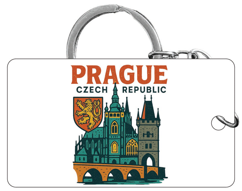 Prague Czech Republic Vintage Design Souvenir Acrylic Keychain (1.5" x 2.75")