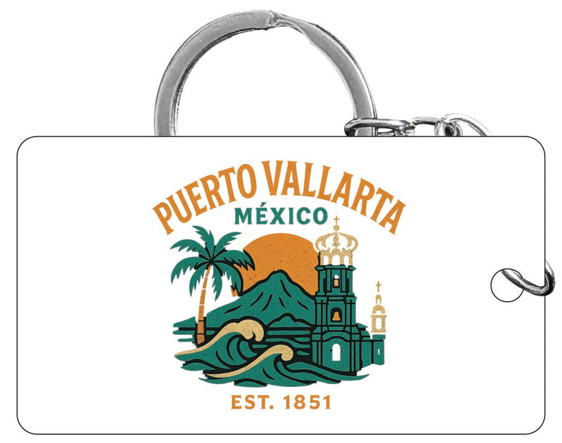 Puerto Vallarta Mexico Vintage Design Souvenir Acrylic Keychain (1.5" x 2.75")