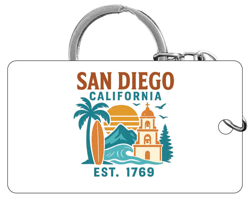 San Diego California Vintage Design Souvenir Acrylic Keychain (1.5" x 2.75")