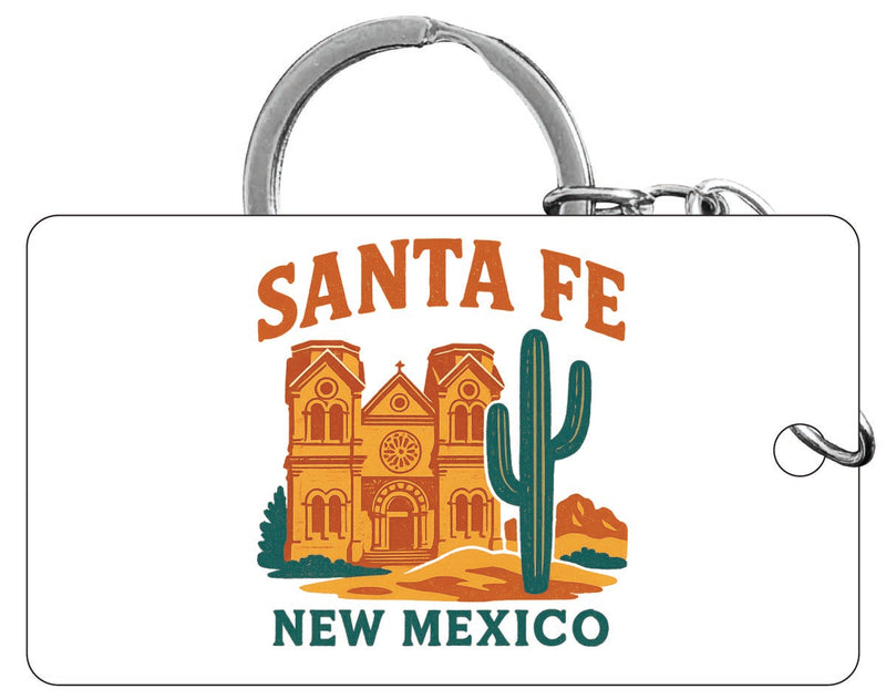 Santa Fe New Mexico Vintage Design Souvenir Acrylic Keychain (1.5" x 2.75")