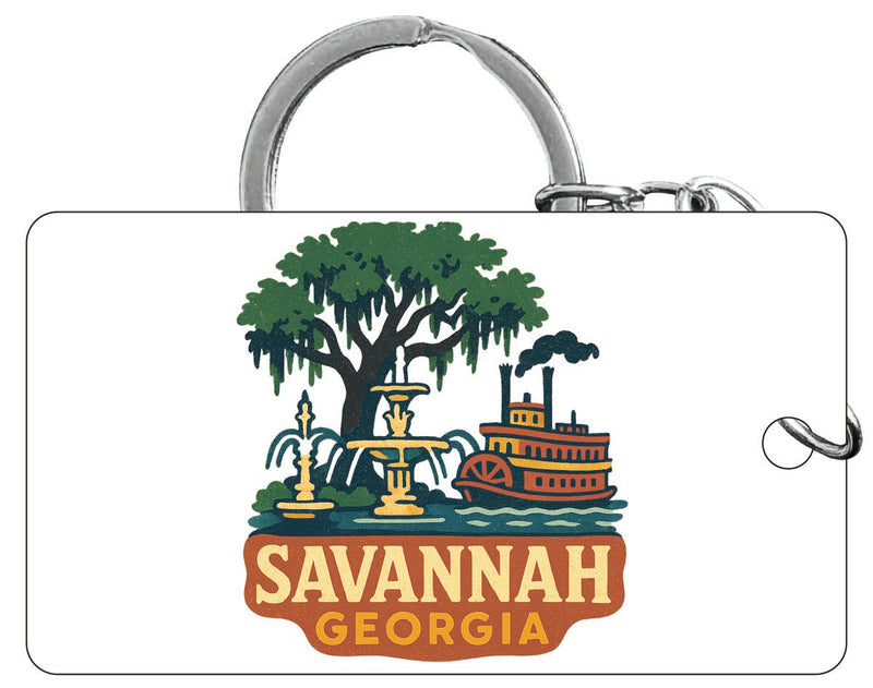 Savannah Georgia Vintage Design Souvenir Acrylic Keychain (1.5" x 2.75")
