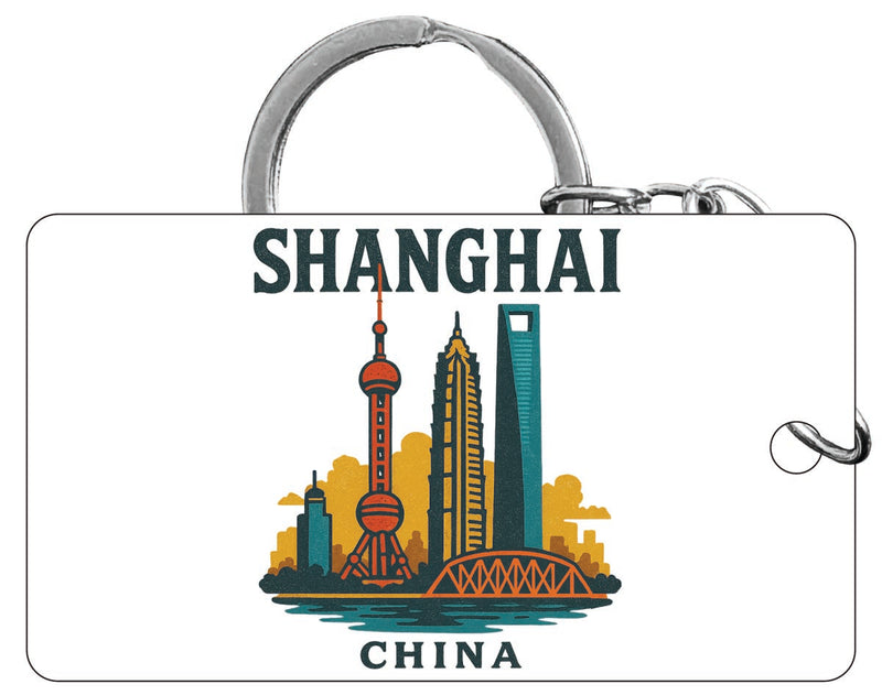 Shanghai China Vintage Design Souvenir Acrylic Keychain (1.5" x 2.75")