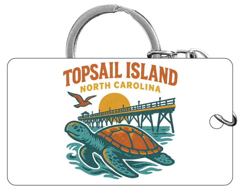 Topsail Island North Carolina Vintage Design Souvenir Acrylic Keychain (1.5" x 2.75")