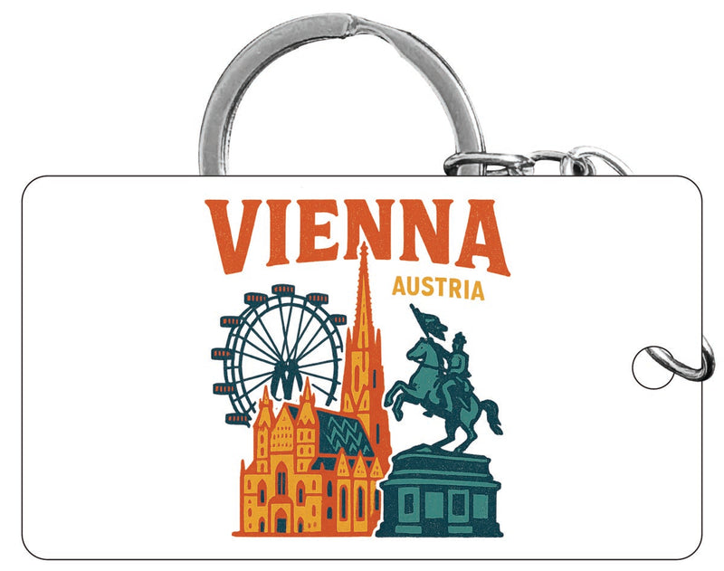 Vienna Austria Vintage Design Souvenir Acrylic Keychain (1.5" x 2.75")