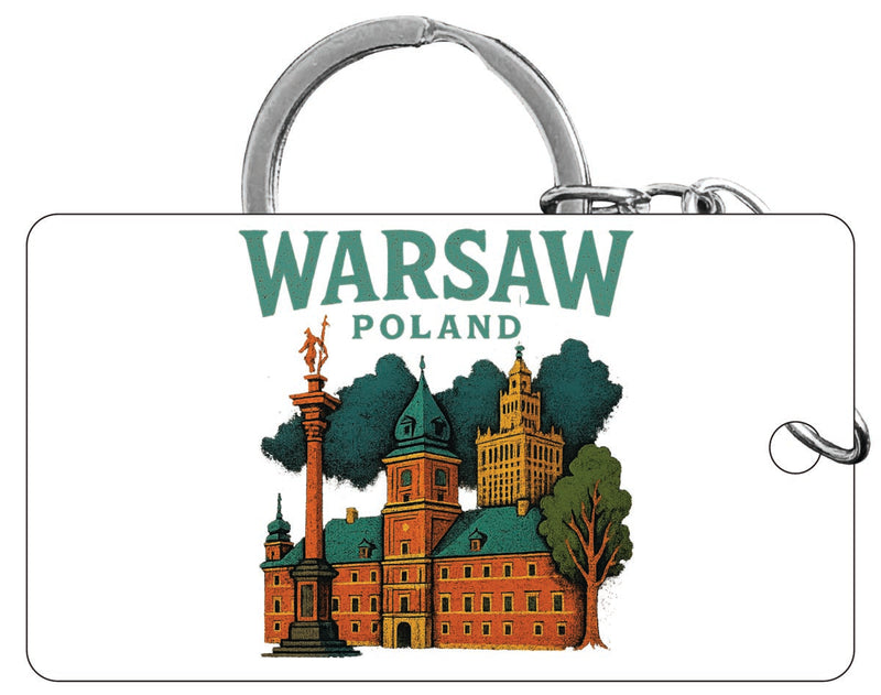 Warsaw Poland Vintage Design Souvenir Acrylic Keychain (1.5" x 2.75")