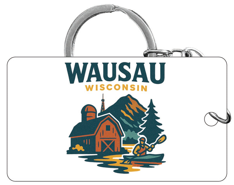 Wausau Wisconsin Vintage Design Souvenir Acrylic Keychain (1.5" x 2.75")