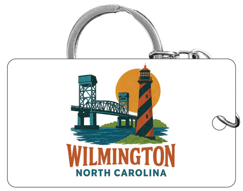 Wilmington North Carolina Vintage Design Souvenir Acrylic Keychain (1.5" x 2.75")