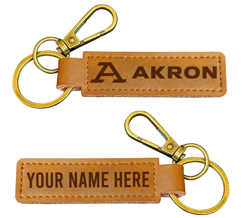 Akron Zips Customizable Leather Keychain 3.25" Long Officially Licensed Collegiate Product Single