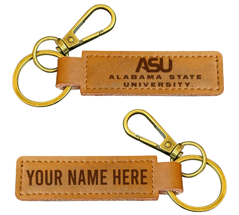 Alabama State University Customizable Leather Keychain 3.25" Long Officially Licensed