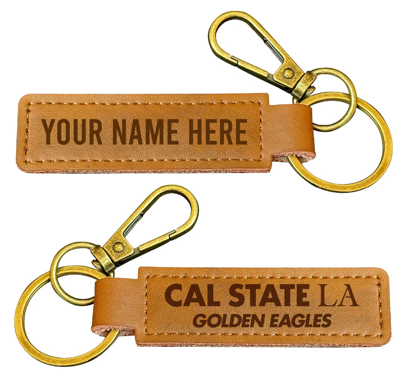 California State University Los Angeles Customizable Leather Keychain 3.25" Long Officially Licensed