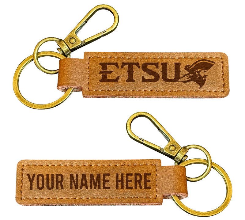 East Tennessee State University Customizable Leather Keychain 3.25" Long Officially Licensed