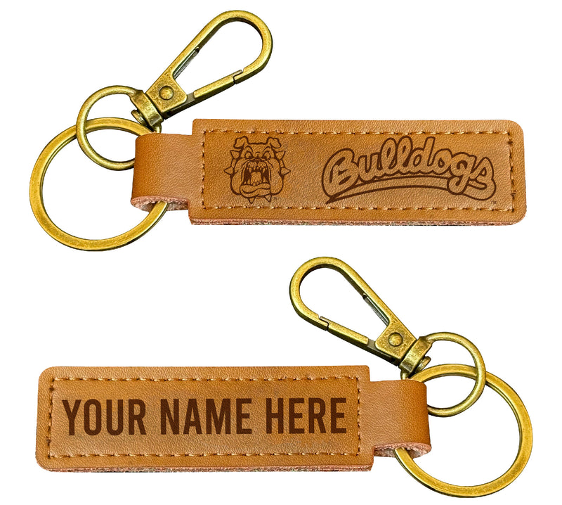 Fresno State Bulldogs Customizable Leather Keychain 3.25" Long Officially Licensed