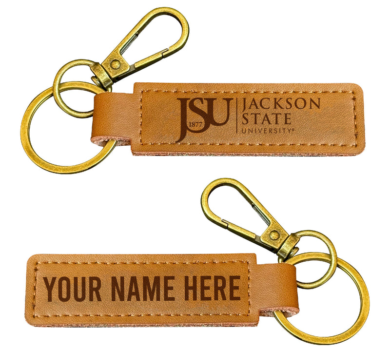 Jackson State University Customizable Leather Keychain 3.25" Long Officially Licensed Collegiate Product 4-Pack