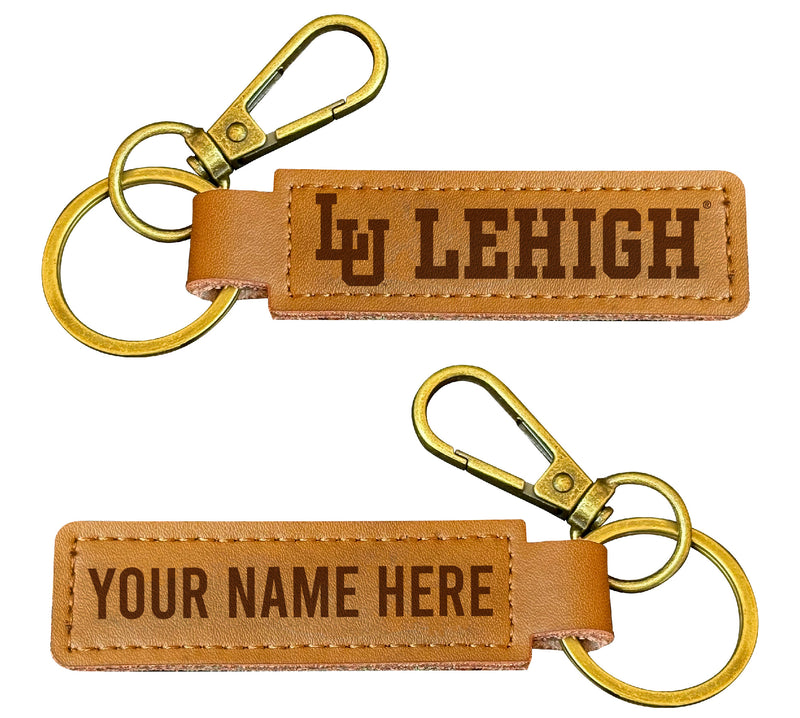 Lehigh University Mountain Hawks Customizable Leather Keychain 3.25" Long Officially Licensed