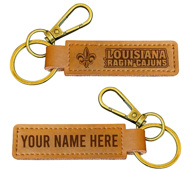 Louisiana at Lafayette Customizable Leather Keychain 3.25" Long Officially Licensed
