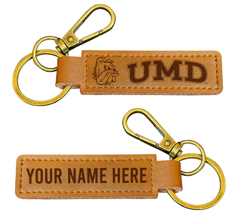 Minnesota Duluth Bulldogs Customizable Leather Keychain 3.25" Long Officially Licensed Collegiate Product Single