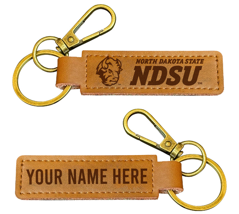 North Dakota State Bison Customizable Leather Keychain 3.25" Long Officially Licensed Collegiate Product 4-Pack