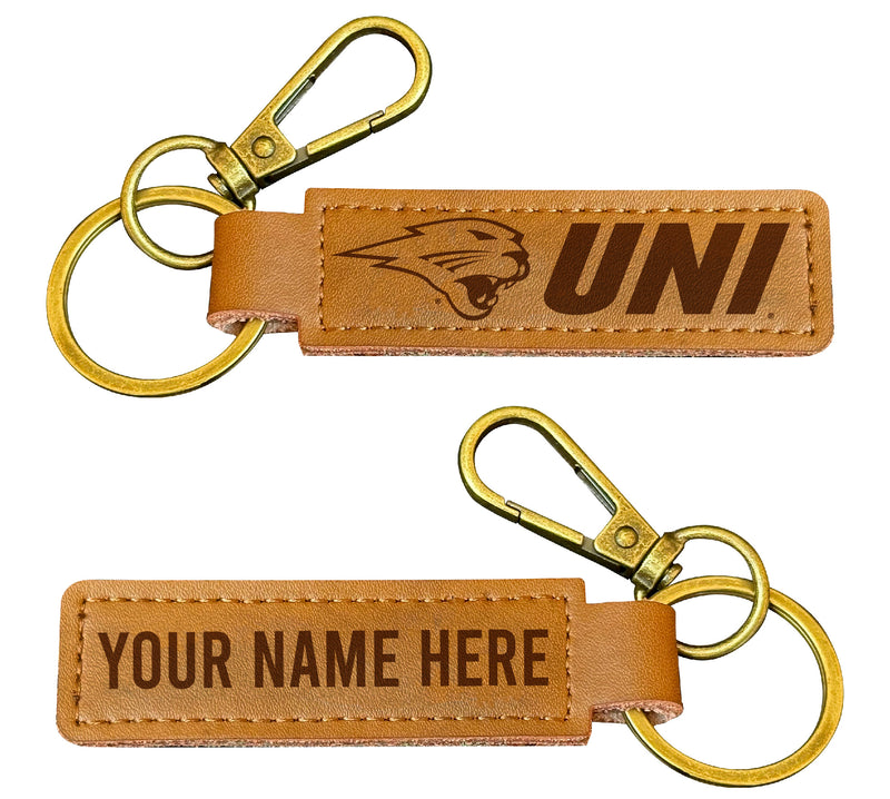 Northern Iowa Panthers Customizable Leather Keychain 3.25" Long Officially Licensed Collegiate Product Single