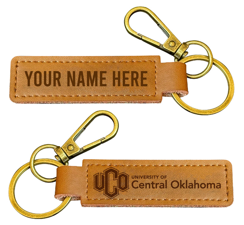 University of Central Oklahoma Bronchos Customizable Leather Keychain 3.25" Long Officially Licensed