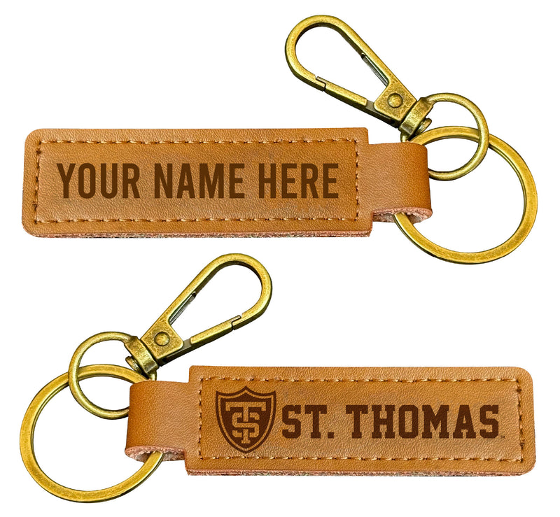 University of St. Thomas Customizable Leather Keychain 3.25" Long Officially Licensed
