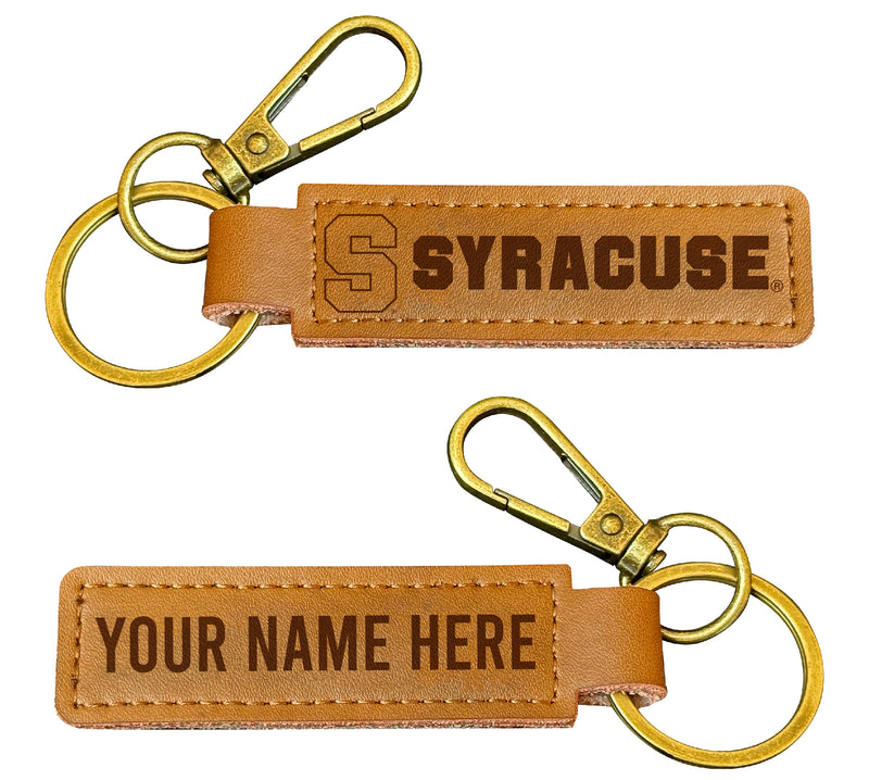 Syracuse Orange Customizable Leather Keychain 3.25" Long Officially Licensed